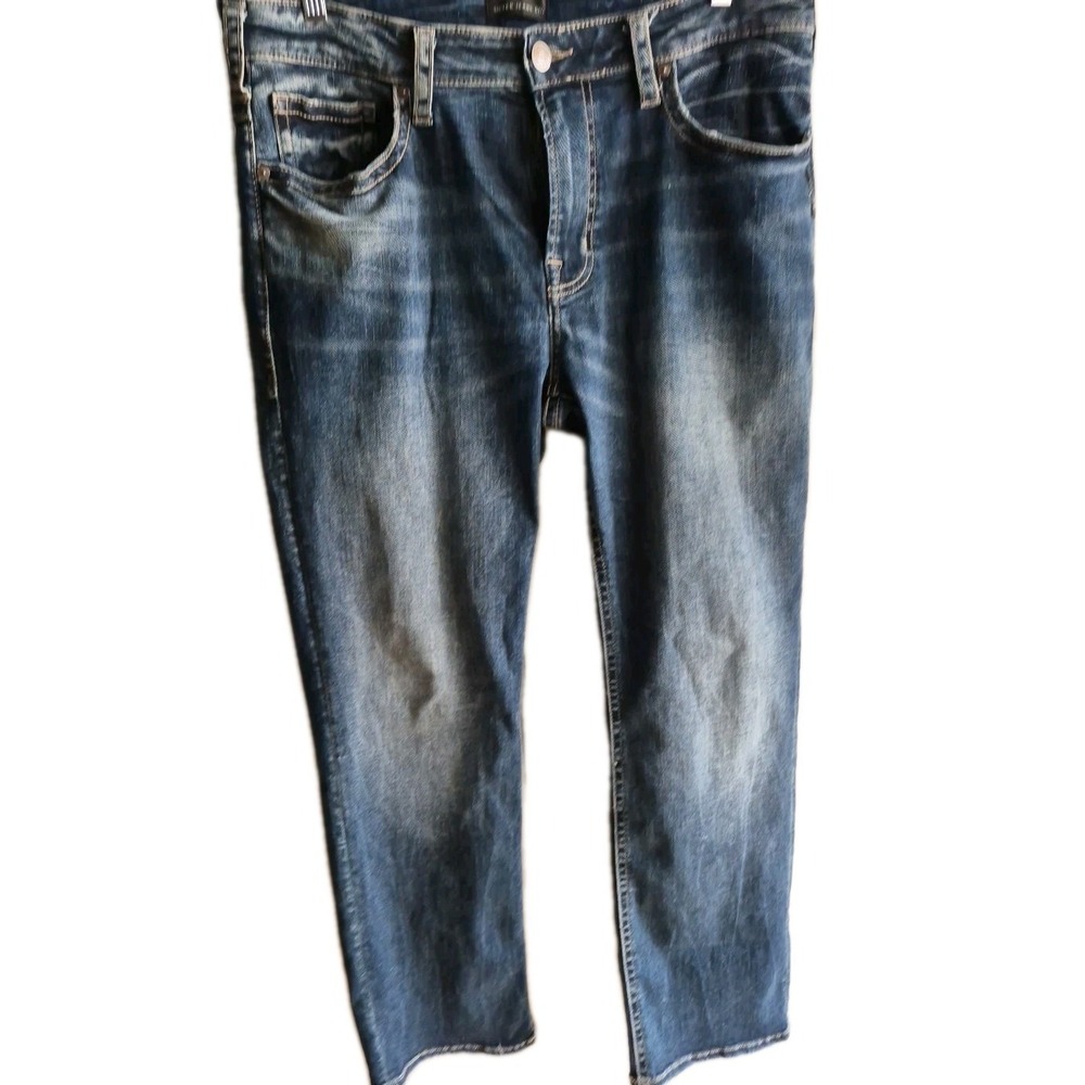 Silver Jeans Co Mens 34x30 Grayson Straight Stretch Medium Wash Denim